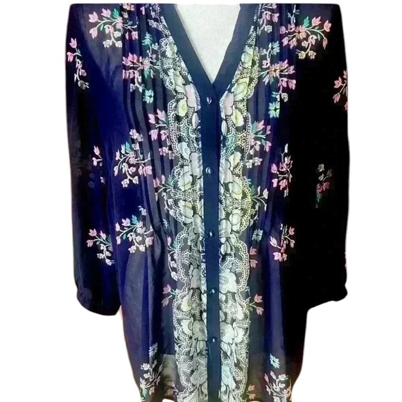 Charter club ladies blouse. Sheer long sleeve v neck XL. Excellent condition - Picture 1 of 11